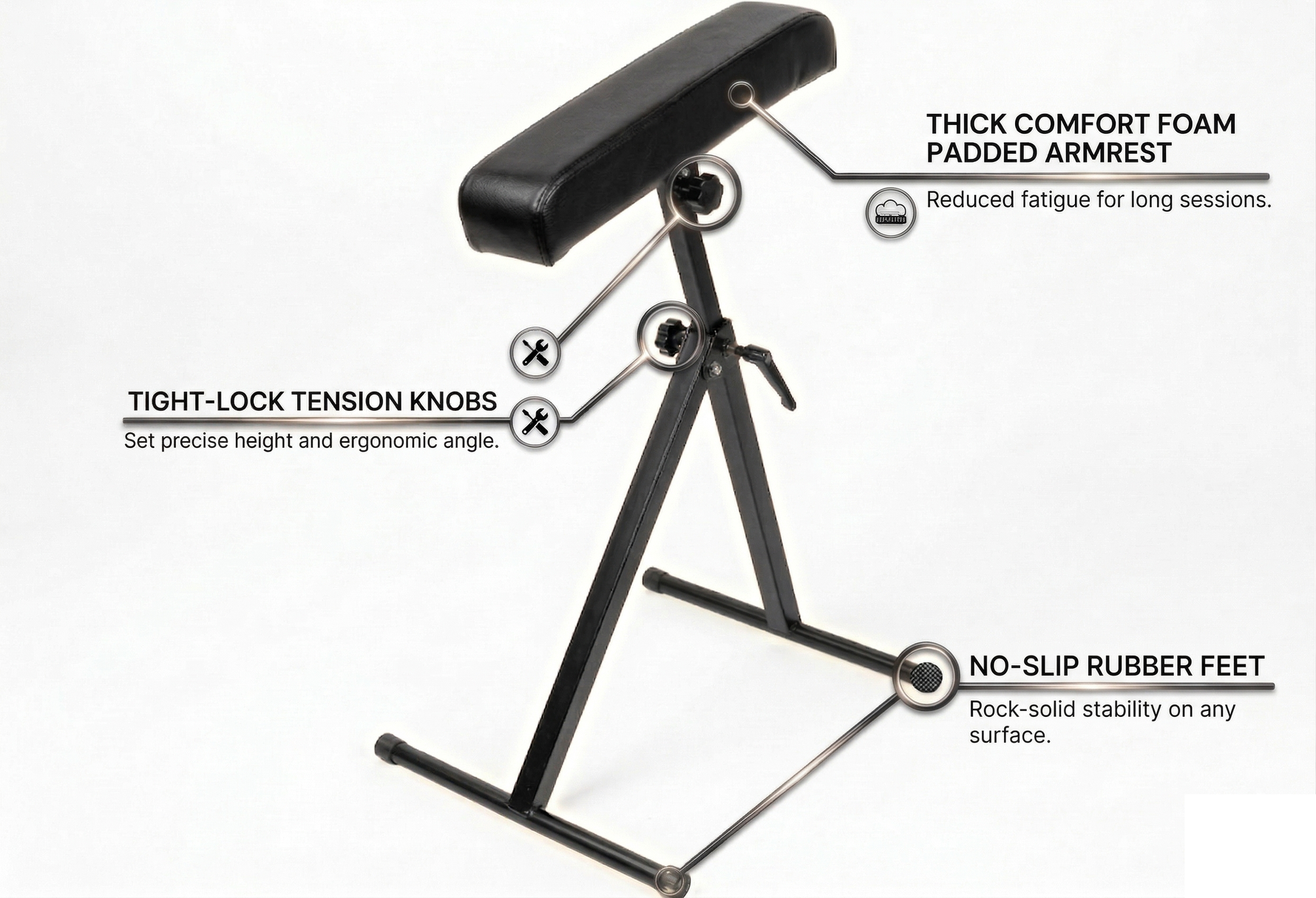 InkBed™ Basics Tilt-Adjust Tattoo Armrest & Legrest