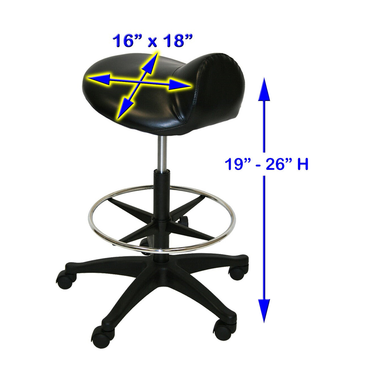 XL Air-Lift Saddle Stool  with Adjustable Footrest
