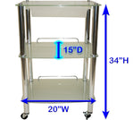 Glass & Chrome Trolley  with Slide-Out Bin (Medium)