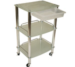 Glass & Chrome Trolley  with Slide-Out Bin (Medium)