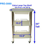 XL Glass & Chrome Trolley with Slide-Out Storage Bin