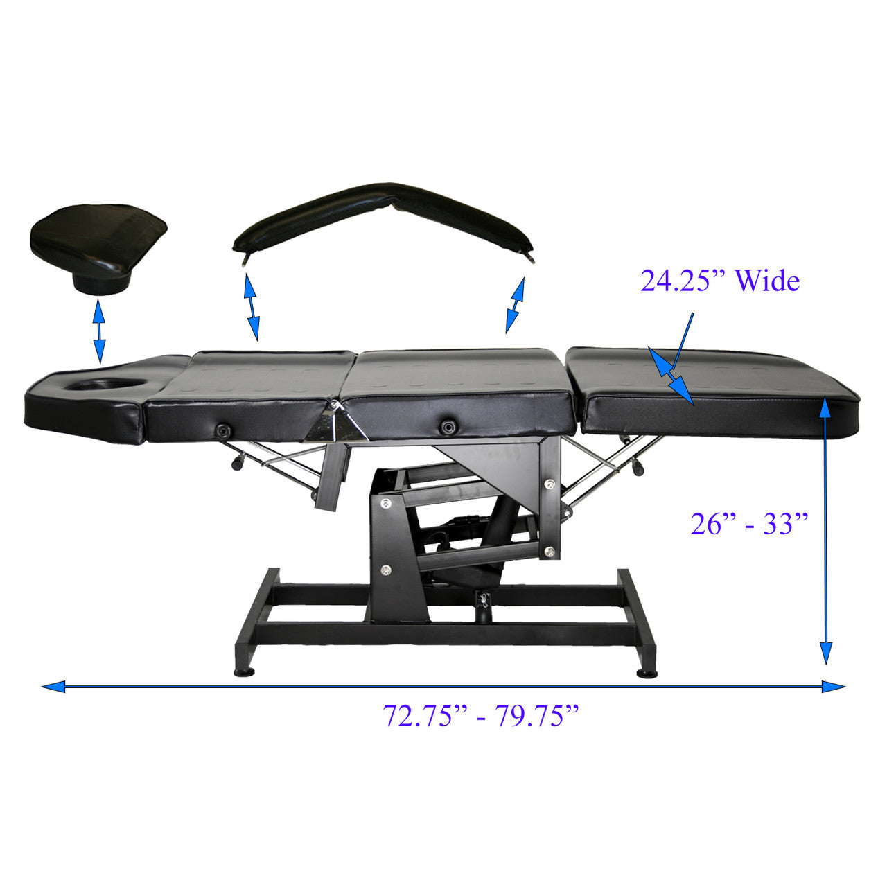 BLACK Electric Height Adjustable Tattoo Bed
