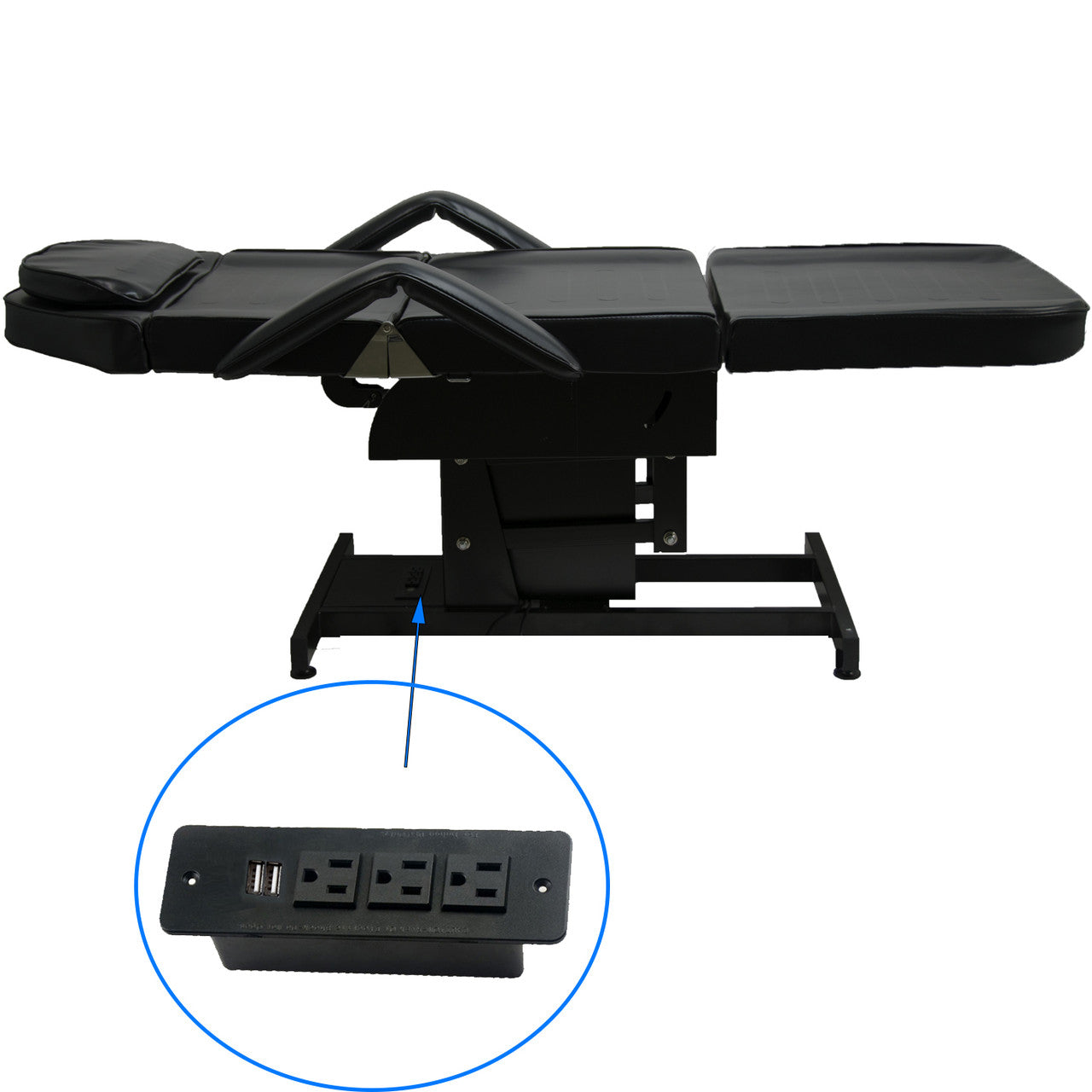 Fully Electric Tattoo Bed with Power Strip