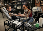 InkStool™ Patented Ergonomic Artist Chair Stool and Straddle Seat with Back Support (GREY)