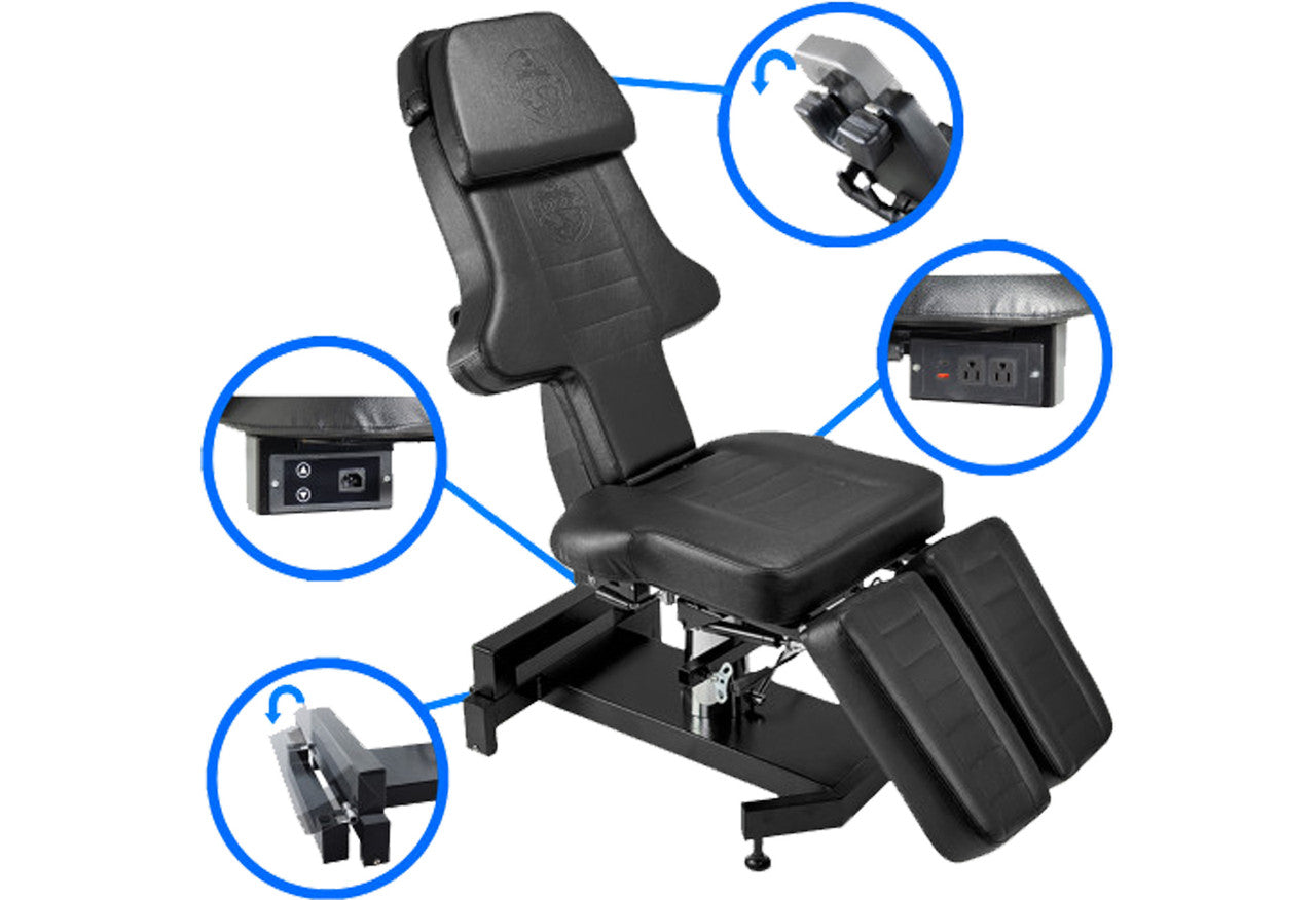 InkBed New Patented Electric Hydraulic Tattoo Bed Client Massage Table Chair (BLK)