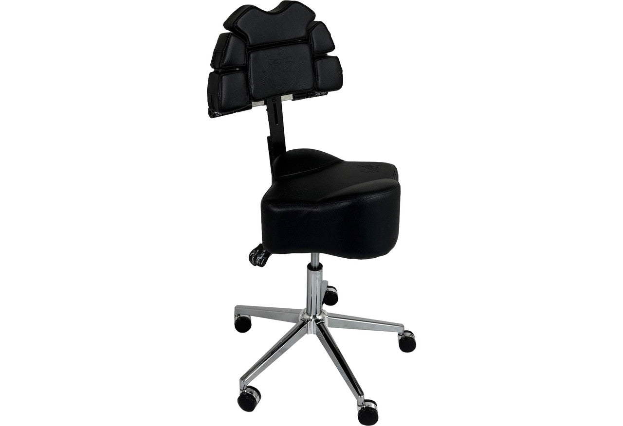 InkStool™ Patented Ergonomic Artist Chair Stool and Straddle Seat with Back Support (BLK)