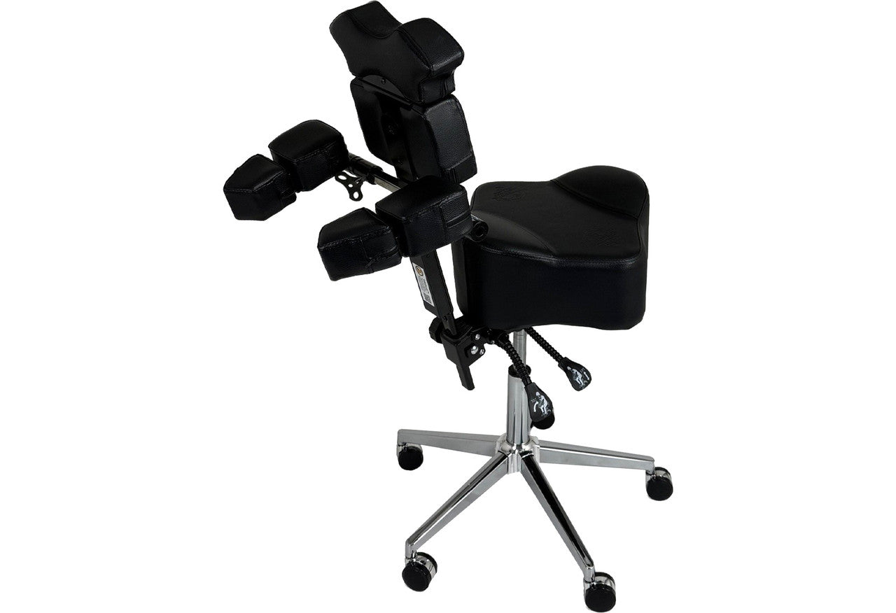 InkStool™ Patented Ergonomic Artist Chair Stool and Straddle Seat with Back Support (BLK)