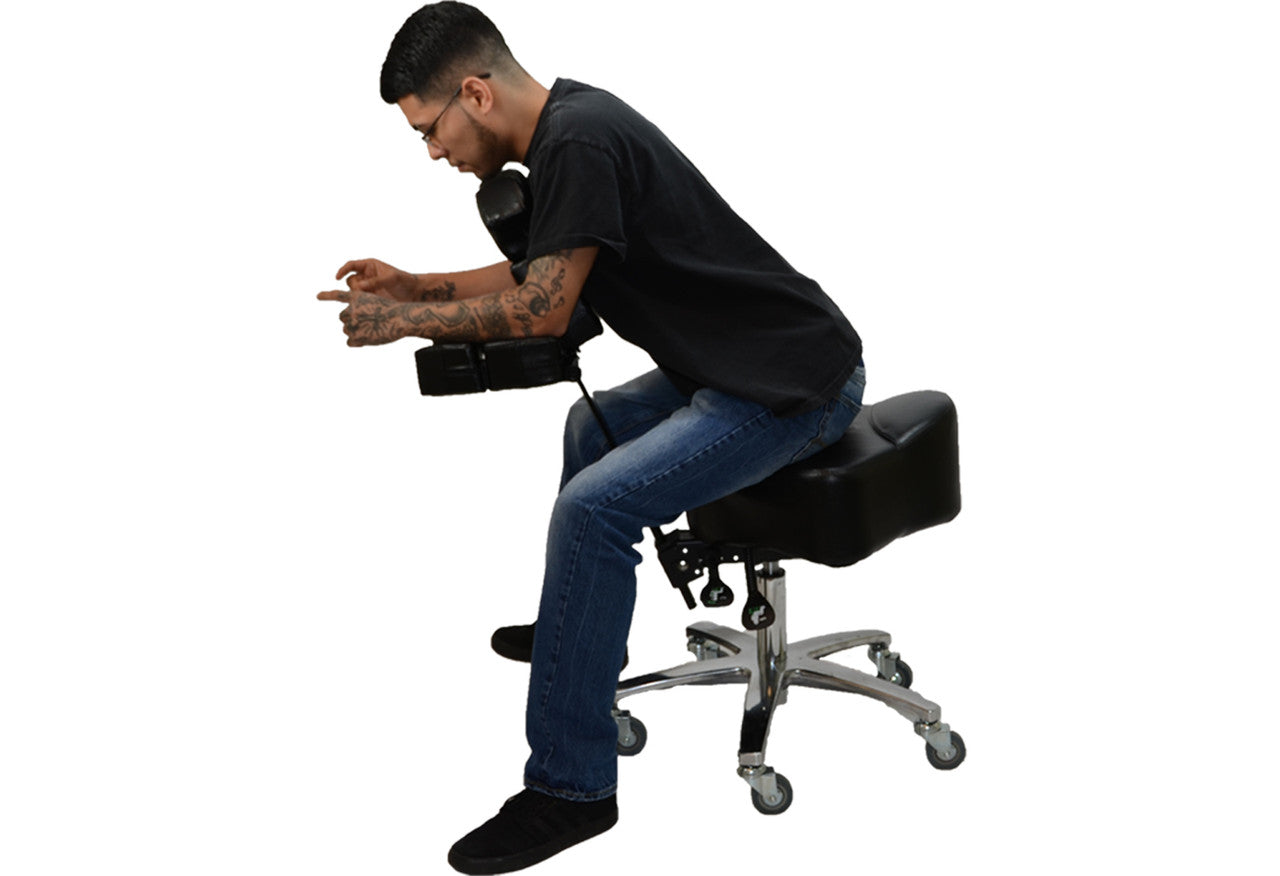 InkStool™ Patented Ergonomic Artist Chair Stool and Straddle Seat with Back Support (GRY)