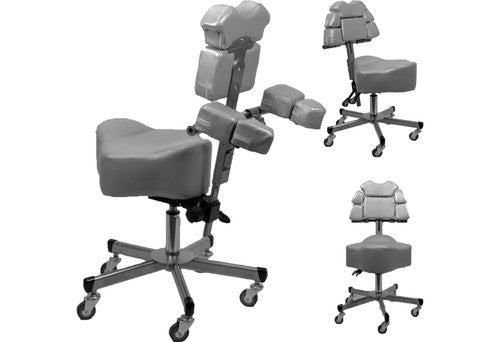 InkStool™ Patented Ergonomic Artist Chair Stool and Straddle Seat with Back Support (GRY)