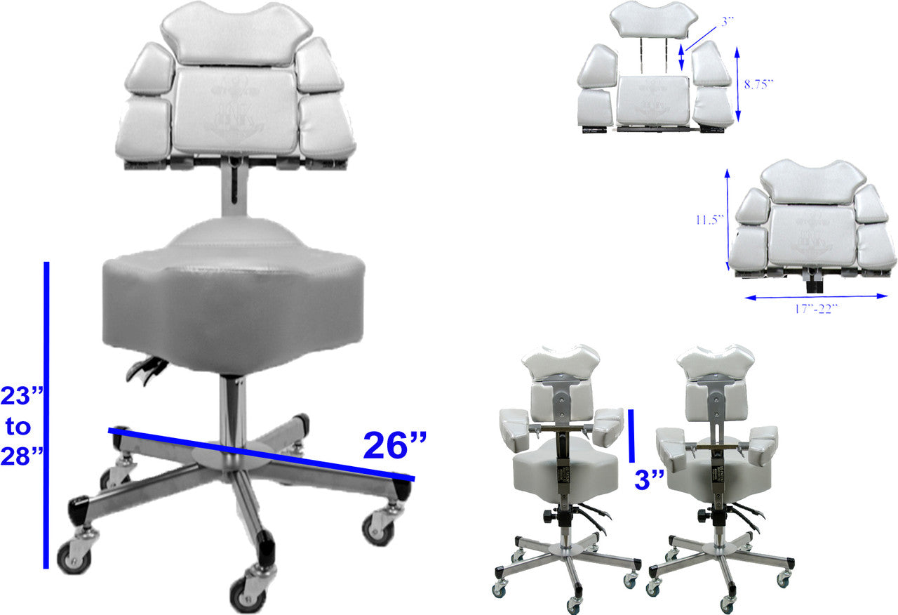 InkStool™ Patented Ergonomic Artist Chair Stool and Straddle Seat with Back Support (GRY)