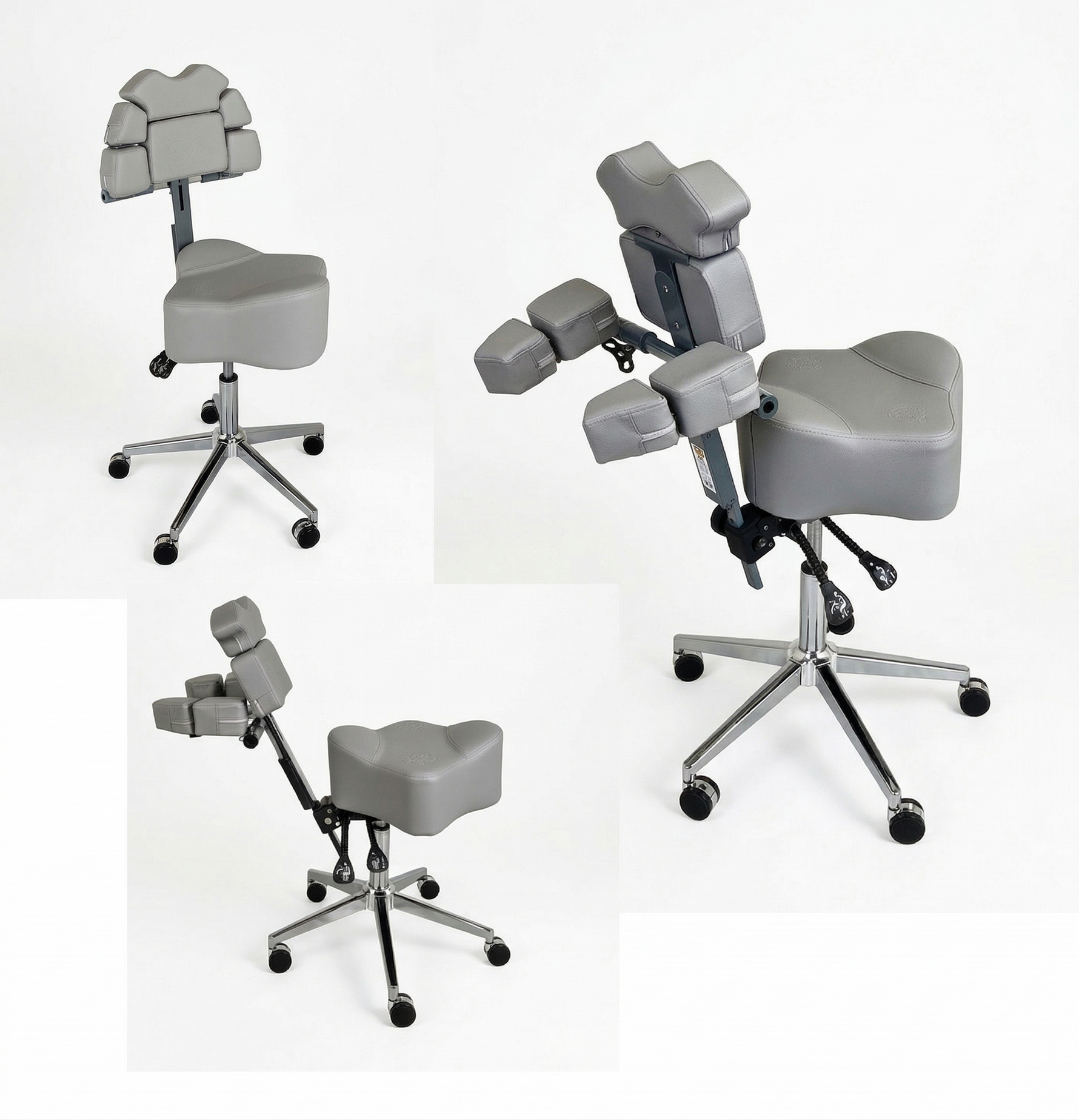 InkStool™ Patented Ergonomic Artist Chair Stool and Straddle Seat with Back Support (GREY)