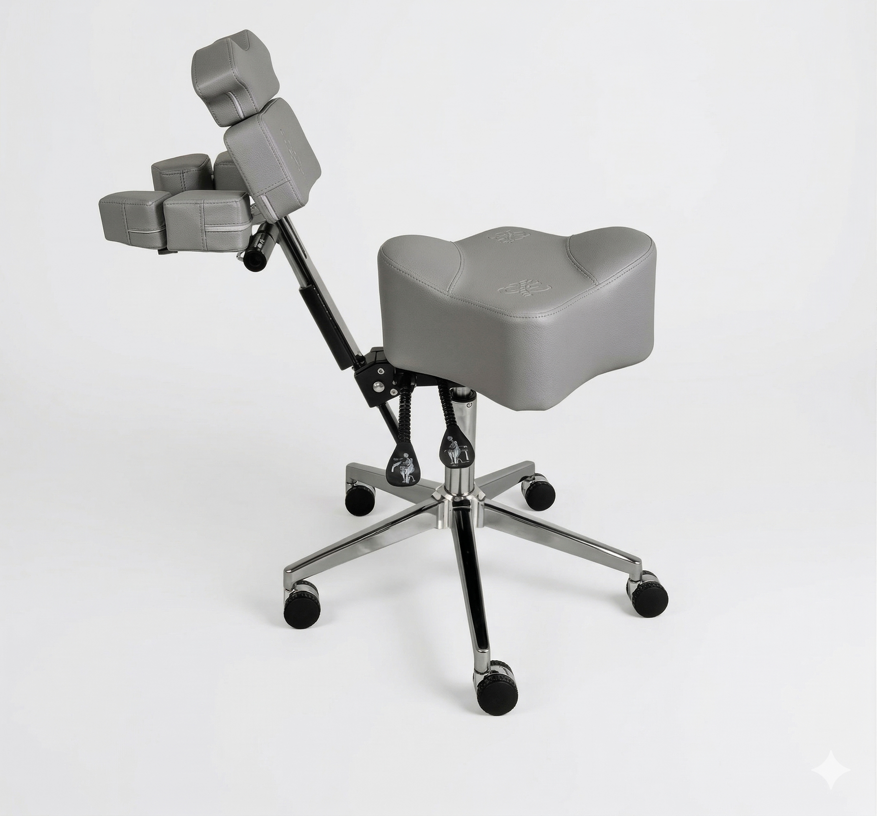InkStool™ Patented Ergonomic Artist Chair Stool and Straddle Seat with Back Support (GREY)