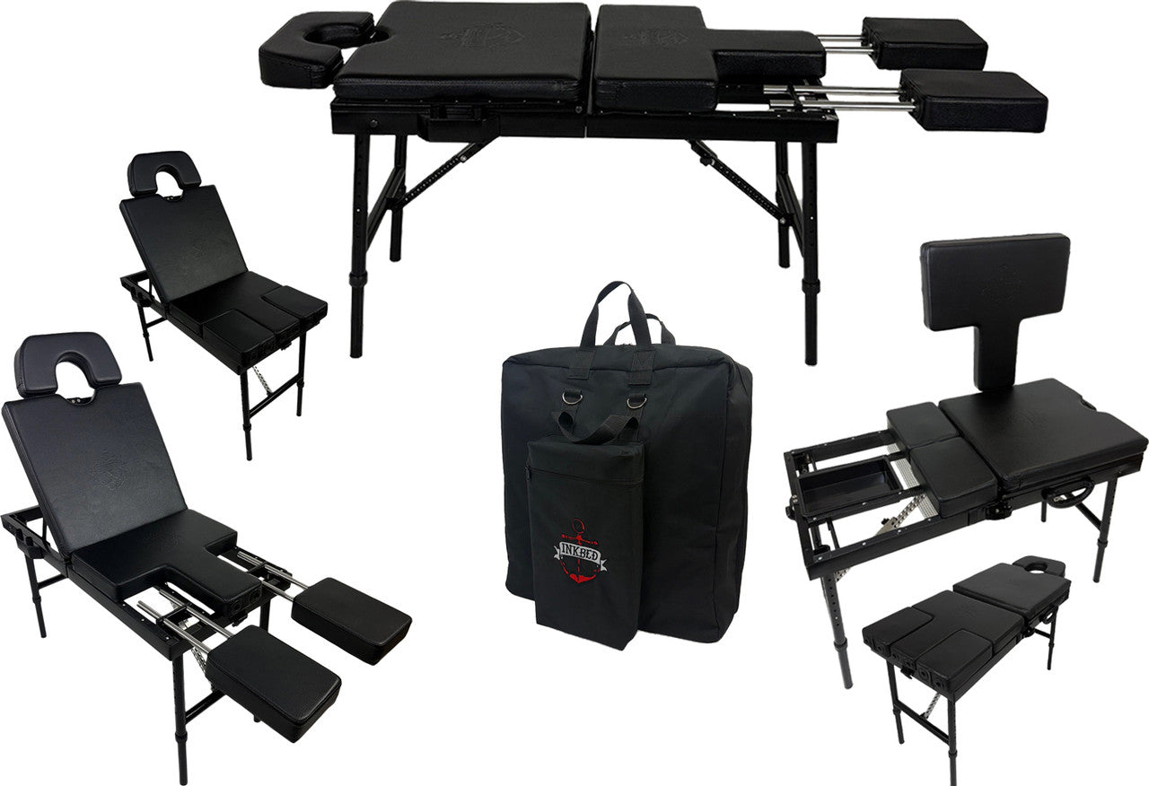 InkTable Portable Tattoo Table and Chair with Carrying Case